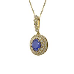 4.67 ctw Sapphire & Diamond Victorian Necklace 14K Yellow Gold - REF-123R6K