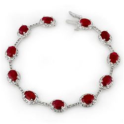 12.40 ctw Ruby & Diamond Bracelet 14k White Gold - REF-180Y2X