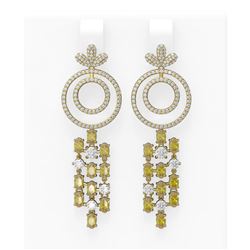 9.32 ctw Canary Citrine & Diamond Earrings 18K Yellow Gold - REF-525W5H