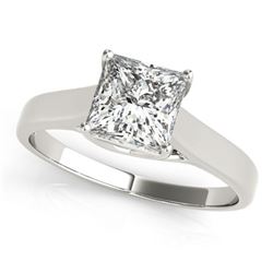 0.75 ctw Certified VS/SI Princess Diamond Ring 18k White Gold - REF-155G9W