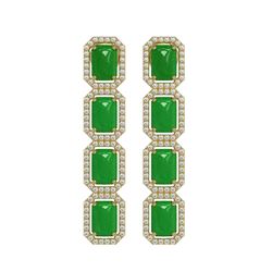 11.93 ctw Jade & Diamond Micro Pave Halo Earrings 10k Yellow Gold - REF-146K4Y