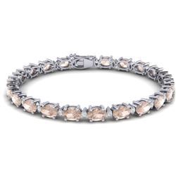 21.2 ctw Morganite & VS/SI Diamond Eternity Bracelet 10k White Gold - REF-290R2K