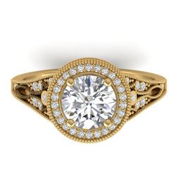 2.2 ctw Certified VS/SI Diamond Art Deco Micro Halo Ring 14k Yellow Gold - REF-460X3A