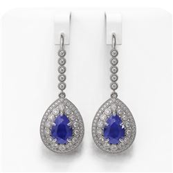 10.15 ctw Sapphire & Diamond Victorian Earrings 14K White Gold - REF-272H2R
