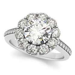 2.75 ctw Certified VS/SI Diamond Halo Ring 18k White Gold - REF-549F3M