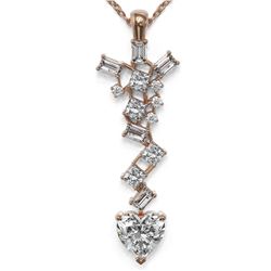 2.2 ctw Heart Diamond Designer Necklace 18K Rose Gold - REF-509R9K