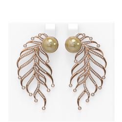 2.1 ctw Diamond & Pearl Earrings 18K Rose Gold - REF-265W6H