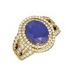 Image 3 : 5.39 ctw Sapphire & Diamond Ring 18K Yellow Gold - REF-263N6F