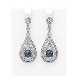5.93 ctw Diamond & Pearl Earrings 18K White Gold - REF-612F4M