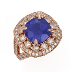 6.47 ctw Certified Sapphire & Diamond Victorian Ring 14K Rose Gold - REF-158Y2X