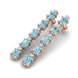 15.47 ctw Sky Blue Topaz & VS/SI Certified Diamond Earrings 10k Rose Gold - REF-81W8H