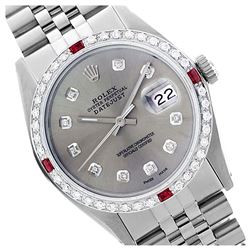 Rolex Ladies Stainless Steel, Diam Dial & Diam/Ruby Bezel, Sapphire Crystal - REF-426N3A