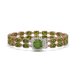17.35 ctw Tourmaline & Diamond Bracelet 14K Rose Gold - REF-245Y5X