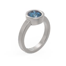 1.5 ctw Intense Blue Diamond Ring 18K White Gold - REF-332W8H
