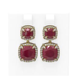 15.93 ctw Ruby & Diamond Earrings 18K Yellow Gold - REF-327K3Y