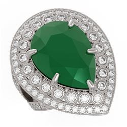 16.29 ctw Certified Emerald & Diamond Victorian Ring 14K White Gold - REF-581M8G