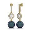 Image 2 : 1.92 ctw Diamond & Pearl Earrings 18K Yellow Gold - REF-297G3W