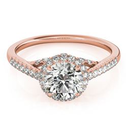 1.5 ctw Certified VS/SI Diamond Halo Ring 18k Rose Gold - REF-294Y3X