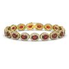 Image 1 : 21.98 ctw Garnet & Diamond Micro Pave Halo Bracelet 10k Yellow Gold - REF-290X9A
