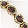 Image 3 : 21.98 ctw Garnet & Diamond Micro Pave Halo Bracelet 10k Yellow Gold - REF-290X9A