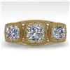 Image 1 : 2 ctw Past Present Future VS/SI Cushion Diamond Ring Deco 18k Yellow Gold - REF-481M8G