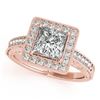 Image 2 : 1.05 ctw Certified VS/SI Princess Diamond Halo Ring 18k Rose Gold - REF-163H6R