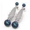 Image 3 : 3.2 ctw Diamond & Pearl Earrings 18K White Gold - REF-267W5H
