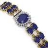 Image 2 : 30.12 ctw Sapphire & Diamond Bracelet 14K Yellow Gold - REF-336X4A