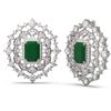 Image 2 : 18.43 ctw Emerald & Diamond Earrings 18K White Gold - REF-890G9W