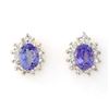 Image 1 : 4.25 ctw Tanzanite & Diamond Earrings 14k Yellow Gold - REF-98H5R