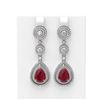 Image 1 : 10.92 ctw Ruby & Diamond Earrings 18K White Gold - REF-445K5Y