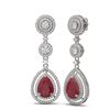 Image 2 : 10.92 ctw Ruby & Diamond Earrings 18K White Gold - REF-445K5Y