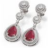 Image 3 : 10.92 ctw Ruby & Diamond Earrings 18K White Gold - REF-445K5Y