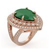 Image 2 : 16.29 ctw Certified Emerald & Diamond Victorian Ring 14K Rose Gold - REF-581W8H
