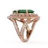 Image 3 : 16.29 ctw Certified Emerald & Diamond Victorian Ring 14K Rose Gold - REF-581W8H