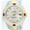 Image 2 : Rolex Ladies Two Tone 14K Gold/SS, Diam Dial & Diam/Ruby Bezel, Sapphire Crystal - REF-434X6Y