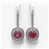 Image 1 : 12.9 ctw Certified Ruby & Diamond Victorian Earrings 14K White Gold - REF-257Y3X