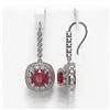 Image 2 : 12.9 ctw Certified Ruby & Diamond Victorian Earrings 14K White Gold - REF-257Y3X