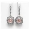 Image 1 : 11.6 ctw Morganite & Diamond Victorian Earrings 14K White Gold - REF-393H3R