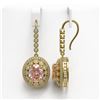 Image 2 : 13.82 ctw Morganite & Diamond Victorian Earrings 14K Yellow Gold - REF-579H8R