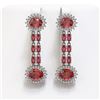 Image 1 : 11.78 ctw Tourmaline & Diamond Earrings 14K White Gold - REF-236M4G