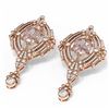 Image 3 : 10.64 ctw Morganite & Diamond Earrings 18K Rose Gold - REF-627W3H