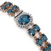 Image 2 : 29.22 ctw London Topaz & Diamond Bracelet 14K Rose Gold - REF-218Y2X
