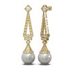 Image 2 : 1.55 ctw Diamond & Pearl Earrings 18K Yellow Gold - REF-224W4H