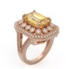 Image 2 : 5.85 ctw Canary Citrine & Diamond Victorian Ring 14K Rose Gold - REF-145A6N