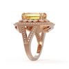 Image 3 : 5.85 ctw Canary Citrine & Diamond Victorian Ring 14K Rose Gold - REF-145A6N