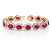 Image 1 : 42.12 ctw Ruby & Diamond Bracelet 14k Yellow Gold - REF-618R2K