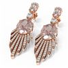 Image 3 : 9.46 ctw Morganite & Diamond Earrings 18K Rose Gold - REF-509X3A