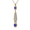Image 3 : 5.72 ctw Sapphire & Diamond Necklace 18K Yellow Gold - REF-245H5R