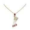 Image 1 : 9.99 ctw Ruby & Diamond Necklace 18K Yellow Gold - REF-420X4A